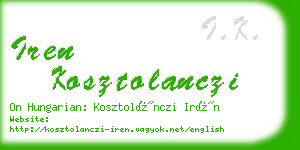 iren kosztolanczi business card